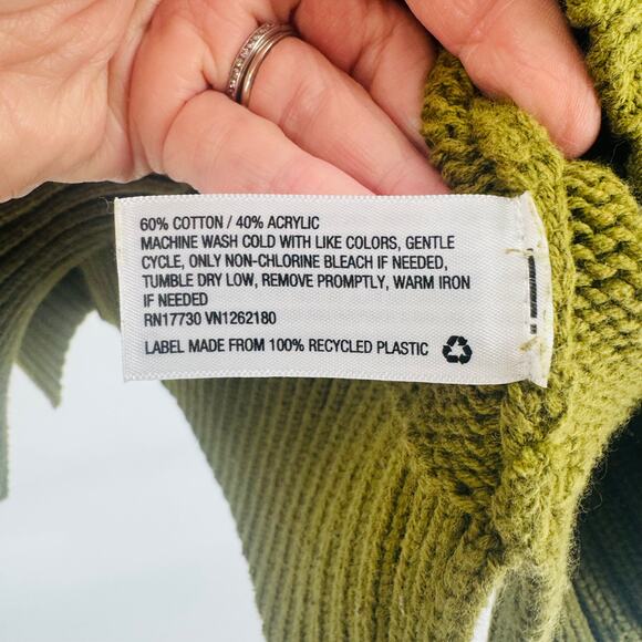 A New Day Olive Green Chunky Knit Sweater Size XXL Drop Shoulder Pullover - Picture 5 of 6